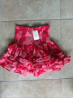 Sunday Saint Tropez size Small Pink Floral Ruffled Mini Skirt